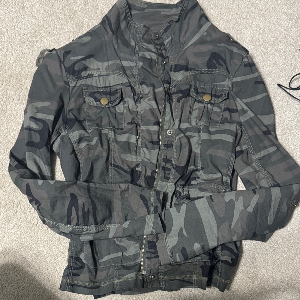 Charlotte Russe Green Camouflage Jacket